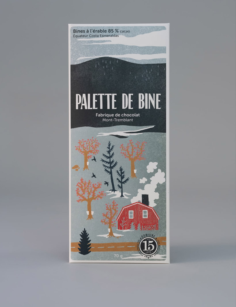 Palette de chocolat Bines à l’érable  Équateur 85% cacao