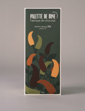 Emballage de la tablette de chocolat Vuanatu Malekula 75% cacao piment et sel